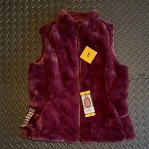 Nicole Miller wine colored Faux Fur Vest